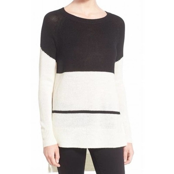 Trouve Striped Color Blocked High Low Sweater - Picture 1 of 6
